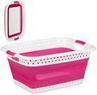 relaxdays W&auml;schekorb Faltbarer W&auml;schekorb, Pink
