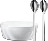 WMF Salatbesteck Nuova (Set, 3-tlg), 2x Salatbesteck, 1x Porzellan-Salatsch&uuml;ssel,