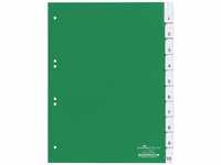DURABLE 622105 Ordnerregister aus Hartfolie Tabe blanko für A4 10 Blatt grün