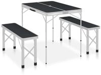 vidaXL Campingstuhl Klappbarer Campingtisch mit 2 Sitzb&auml;nken Aluminium Grau (1 St)