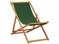 vidaXL Eucalyptus Wood Folding Beach Chair - Green