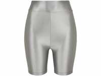 URBAN CLASSICS Stoffhose Damen Ladies Highwaist Shiny Metallic Cycle Shorts...