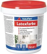 baufan&reg; Latexfarbe Latex Farbe f&uuml;r Innen und Au&szlig;en, Reinweiss matt 0,75 l