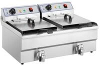 Royal Catering Fritteuse RCSF 16DTH, 12000 W, 2 x 16 L Doppel mit Ablasshahn...