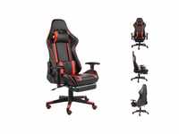 vidaXL Gaming-Stuhl PVC mit Fußstütze (20484-20489) schwarz/rot (20487)