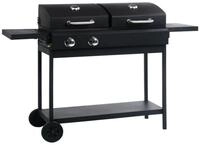vidaXL Holzkohlegrill Gas- und Holzkohle-Grill mit 2 Brennern