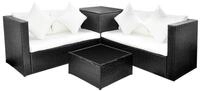 vidaXL Gartenlounge-Set 4-tlg. Garten-Lounge-Set mit Auflagen Poly Rattan Schwarz,