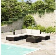 vidaXL Loungeset vidaXL 6-tlg. Garten-Lounge-Set mit Auflagen Poly Rattan...