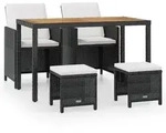 vidaXL Loungeset vidaXL 5-tlg. Garten-Essgruppe Poly Rattan Akazienholz Schwarz