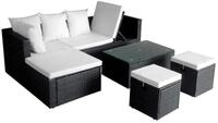 vidaXL Gartenlounge-Set, 4-tlg. Lounge Set mit Auflagen Poly Rattan Schwarz