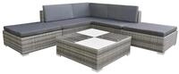 vidaXL Loungeset vidaXL 6-tlg. Garten-Lounge-Set mit Auflagen Poly Rattan Grau