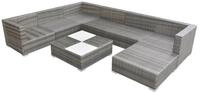 vidaXL Gartenlounge-Set, 8-tlg. Lounge Set mit Auflagen Poly Rattan Grau