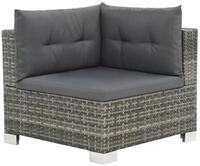 vidaXL Gartenlounge-Set, 10-tlg. Lounge Set mit Auflagen Poly Rattan Grau