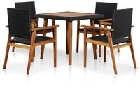 vidaXL Garten-Essgruppe 5-tlg. Garten-Essgruppe Poly Rattan Schwarz und Braun,