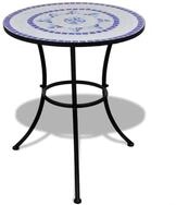 vidaXL Gartenbar-Set, 3-tlg. Bistro-Set Keramikfliesen Blau und Wei&szlig;