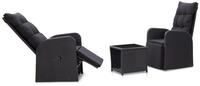 vidaXL Gartenlounge-Set 3-tlg. Bistro-Set mit Auflagen Poly Rattan Schwarz, (3-tlg)