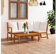 vidaXL Loungeset vidaXL 4-tlg. Garten-Lounge-Set mit Auflagen Creme Massivholz...