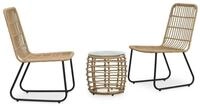 vidaXL Gartenlounge-Set 3-tlg. Bistro-Set Poly Rattan Eiche, (3-tlg)