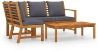 vidaXL Gartenlounge-Set, 4-tlg. Lounge Set mit Auflagen Massivholz Akazie