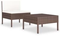 vidaXL Loungeset vidaXL 2-tlg. Garten-Lounge-Set mit Auflagen Poly Rattan Braun