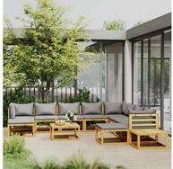 vidaXL Loungeset vidaXL 12-tlg. Garten-Lounge-Set mit Auflagen Massivholz Akazie