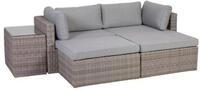 Greemotion Gartenlounge-Set Rattan Palma Rattanlounge Grau / Beige inkl. Auflagen