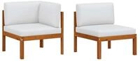 vidaXL Sofaelement 2-teiliges Garten-Lounge-Set mit Kissen Holz & Seil (1 St)