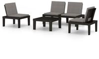 vidaXL Gartenlounge-Set, 4-tlg. Lounge Set mit Kissen Kunststoff Grau