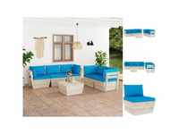 vidaXL 6-tlg. Garten-Sofagarnitur aus Paletten mit Kissen (3063520) blau