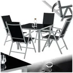 tectake Essgruppe Aluminium Sitzgruppe, (Set., 5-tlg), Stuhlneigung in 8 Stufen
