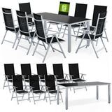 Casaria Garten-Essgruppe Bern, (9-tlg), Aluminium 5mm Sicherheitsglas St&uuml;hle