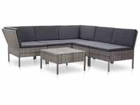 vidaXL 6-tlg. Garten-Lounge-Set mit Auflagen Poly Rattan grau (48950)