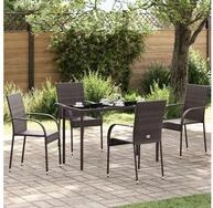 vidaXL Sitzgruppe vidaXL Stapelbare Gartenst&uuml;hle 4 Stk. Poly Rattan Braun