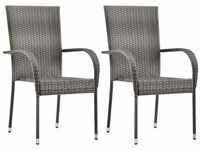 vidaXL Stackable Outdoor Chairs Poly Rattan - Grey (2pcs)