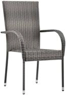vidaXL Gartenstuhl, Outdoor St&uuml;hle Stapelbar 2 Stk. Grau Poly Rattan