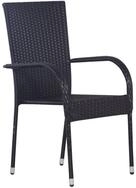 vidaXL Gartenstuhl, Stapelbare Gartenst&uuml;hle 4 Stk. Poly Rattan Schwarz