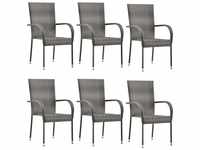 vidaXL Stackable Outdoor Chairs Poly Rattan - Grey (6pcs)