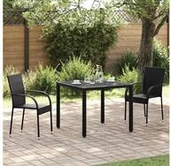 vidaXL Sitzgruppe vidaXL Stapelbare Gartenst&uuml;hle 2 Stk. Poly Rattan Schwarz