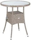 Casaria Gartentisch, Polyrattan Rund Glas H&ouml;henverstellbar 80kg Belastbarkeit