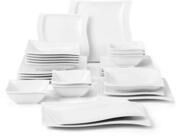 MALACASA Geschirr-Set Tafelservice FLORA f&uuml;r 6/4 Personen Marmor Geschirrset