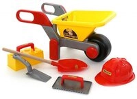 Polesie Sandform-Set Kinder-Schubkarren 50229, Baustellenset 6-teilig, Helm,