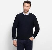 Rundhalspullover OLYMP "OLYMP Strick Casual", Herren, Gr. M, blau (marine),