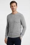 Rundhalspullover OLYMP "OLYMP Strick Casual", Herren, Gr. M, grau, Obermaterial: 100%