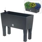 Prosperplast Blumenkasten Polyrattan-Blumenbank mit Bew&auml;sserung 80cm Pflanzkasten