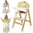 lionelo Hochstuhl Floris 3-in-1 (HOLZ), Hochstuhl mit GurtMitwaschenderbis 40kgHolz