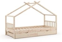 VitaliSpa&reg; Hausbett Design, Naturholz, 90x200 cm mit G&auml;stebett (1-tlg)