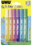 UHU Bastelfarbe UHU Glitter Glue Shiny 6 x 10 ml