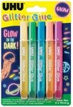 UHU Buntstift UHU 48210 Glitzerkleber Glitter Glue "GLOW IN THE DARK", 5 x 10 ml