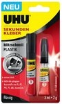 UHU Klebstoff UHU Sekundenkleber blitzschnell Plastik, 3ml + 2g