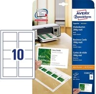 Avery Zweckform Visitenkarten C32011-10, wei&szlig;-matt, ohne Perforation, 200 g/m&sup2;